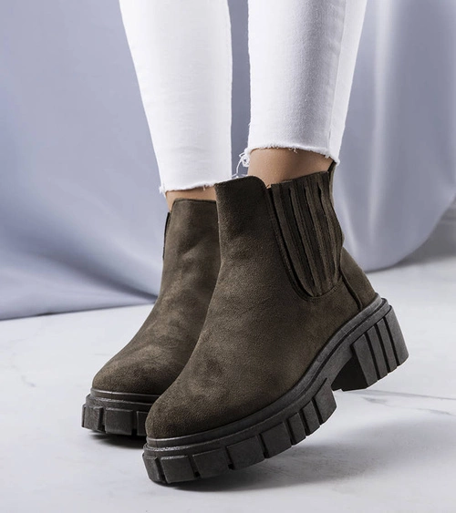 Grüne gefütterte Stiefeletten Leiva